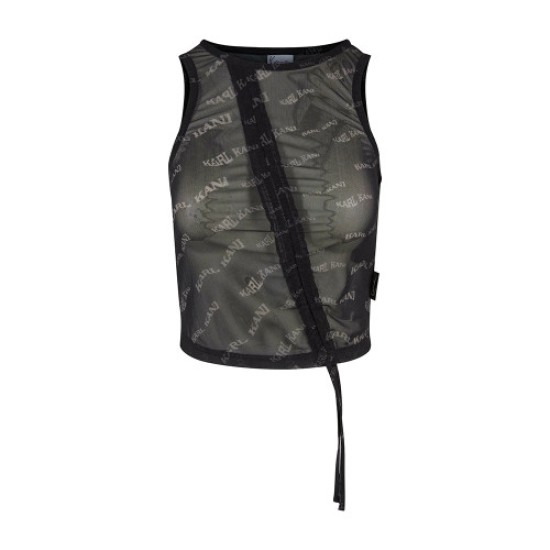 Karl Kani Γυναικείο αμάνικο μπλουζάκι Chest Signature Gathering Mesh Top BLACK